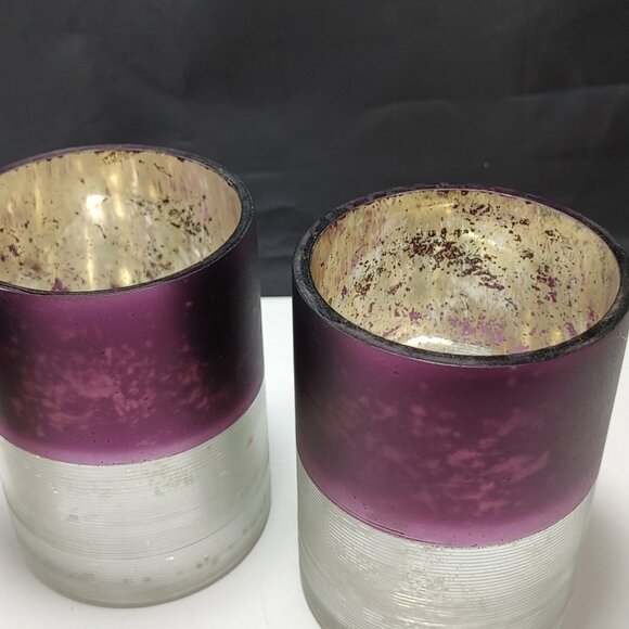 Set of 3 Purple Mercury Glass Candle Holders - Picture 3 of 4